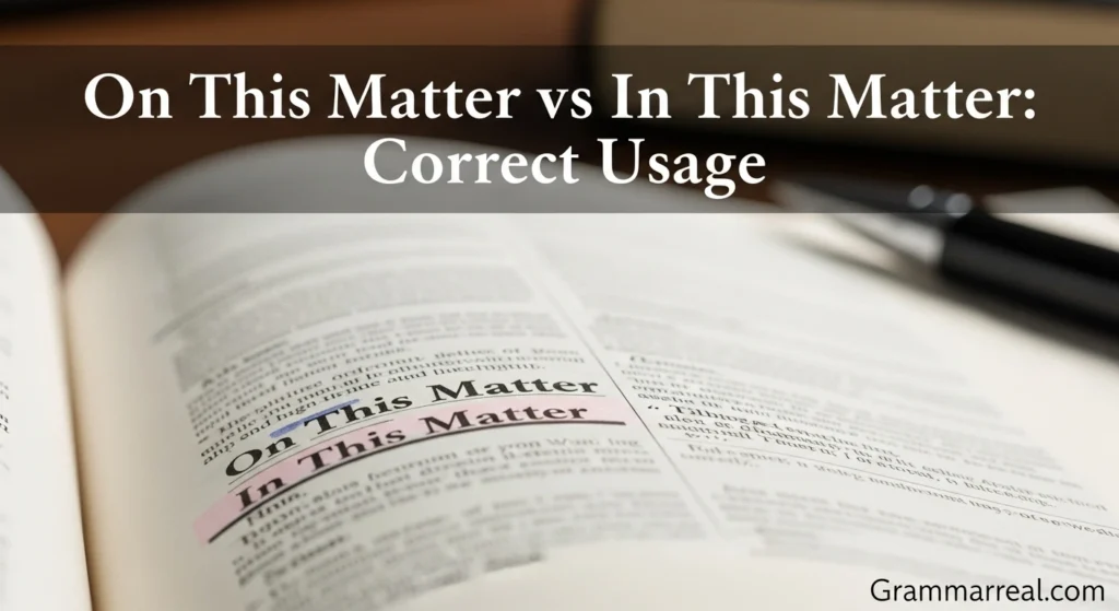 On This Matter vs In This Matter: Correct Usage