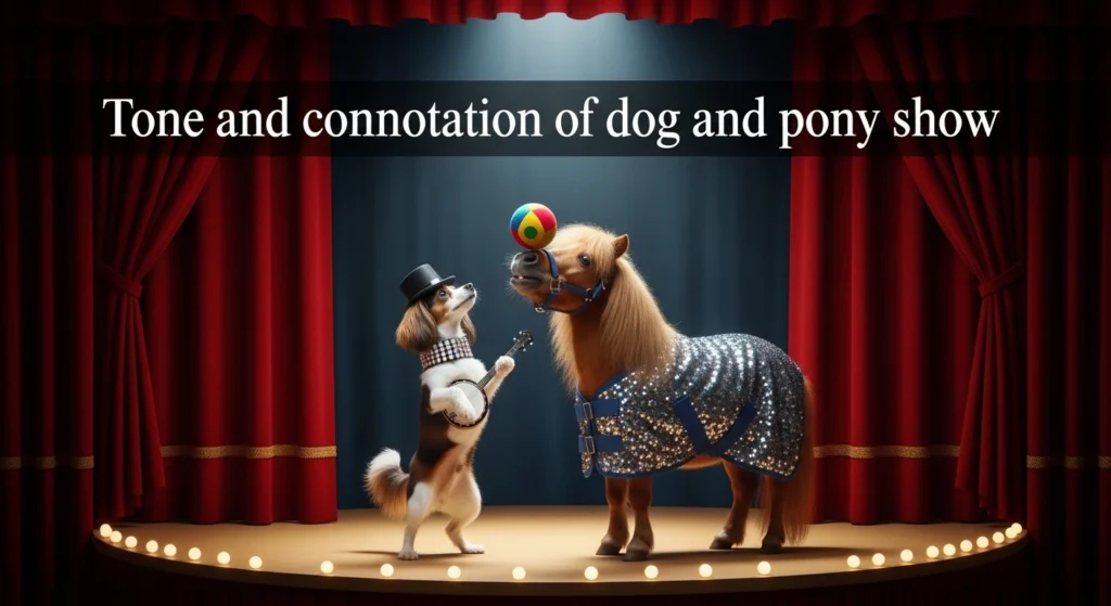 Tone and connotation of dog and pony show