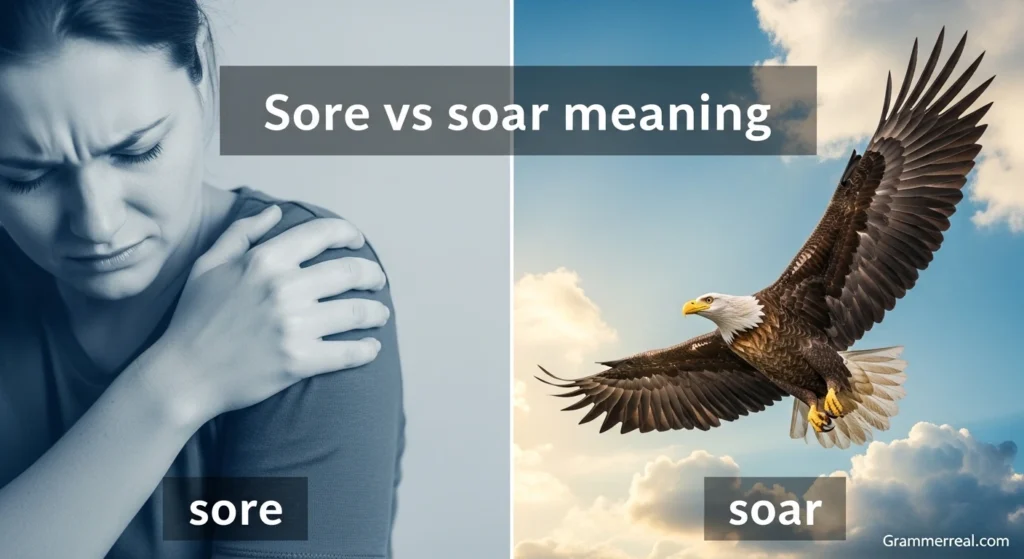 Sore vs soar meaning